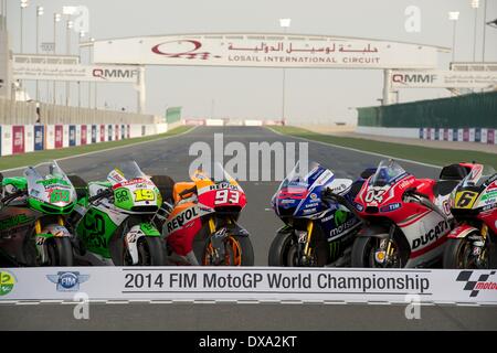 Losail Circuit, Qatar. 20th March 2014. before the start of the 2014 FIM MotoGP World Championship at Losail International Circuit in Qatar Credit:  Tom Morgan/Alamy Live News Stock Photo