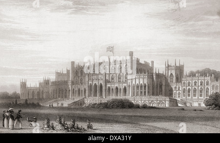 Eaton Hall, Cheshire, England in the early 19th century. Stock Photo