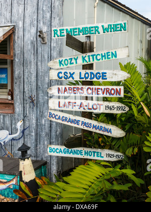 Directional sign on post in a country pointing to different attractions ...