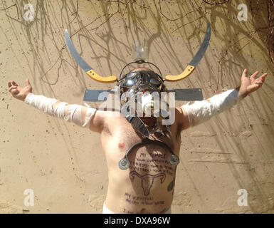 A 269life animal liberation activist posing during a visual public ...