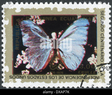 EQUATORIAL GUINEA - CIRCA 1976: Postage stamp printed in Equatorial Guinea, shows butterfly, circa 1976 Stock Photo