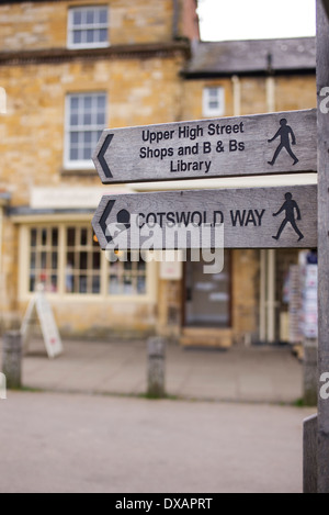 Cotswold Way sign post, Broadway, Cotswolds, Worcestershire, England Stock Photo