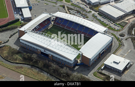 aerial view of the Brick Community Stadium (formerly the DW Stadium) in Wigan, Lancashire Stock Photo