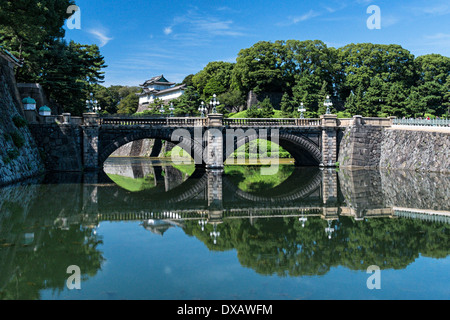 View of bridge leading to Tokyo Imperial Palace in Tokyo, Japan Stock Photo