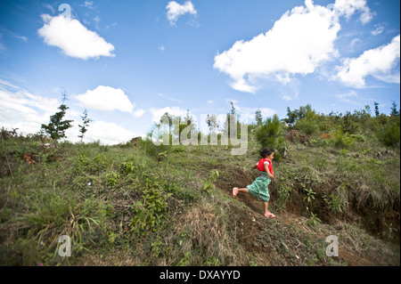 Maya indigenous girl in Caserio Panuca, Solola, Guatemala. Stock Photo