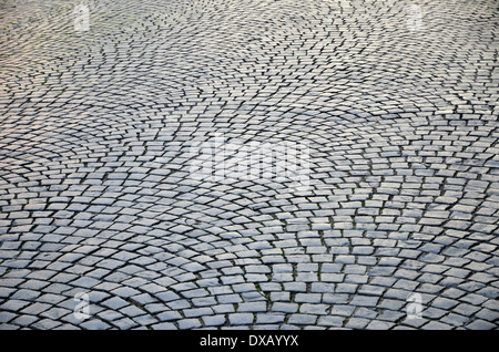The old square is paved with stone setts. Stock Photo