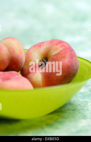 Mountain Peaches ((Prunus persica var. platycarpa), close-up Stock