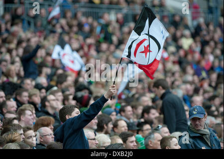 London, UK. 22nd Mar, 2014. Fans during the Aviva Premiership Rugby match between Saracens and Harlequins at Wembley Stadium Credit:  Action Plus Sports/Alamy Live News