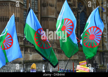 London England, 22th March 2014 : Thousands of protesters from all nationality United we  Stand up to racism and fascism at Parliament Yard in London. Photo by See Li/ Alamy Live News Stock Photo