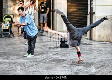 Breakdancers in the streets of Athens, Greece Stock Photo