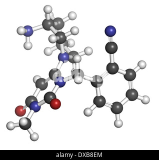 Alogliptin diabetes drug molecule. Belongs to dipeptidyl peptidase 4 (DPP-4) or gliptin class of antidiabetic medicines. Stock Photo