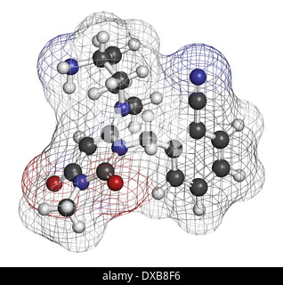 Alogliptin diabetes drug molecule. Belongs to dipeptidyl peptidase 4 (DPP-4) or gliptin class of antidiabetic medicines. Stock Photo