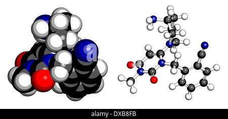 Alogliptin diabetes drug molecule. Belongs to dipeptidyl peptidase 4 (DPP-4) or gliptin class of antidiabetic medicines. Stock Photo