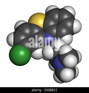 Chlorpromazine (CPZ) antipsychotic drug molecule. Used to treat schizophrenia. Stock Photo