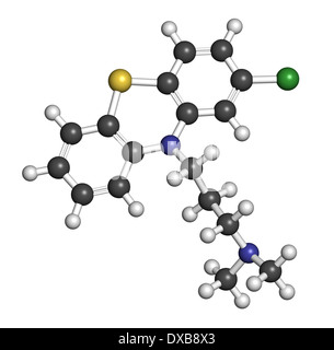 Chlorpromazine (CPZ) antipsychotic drug molecule. Used to treat schizophrenia. Stock Photo