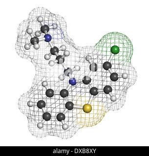 Chlorpromazine (CPZ) antipsychotic drug molecule. Used to treat schizophrenia. Stock Photo