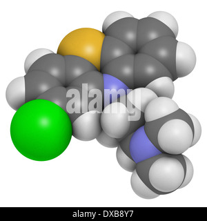 Chlorpromazine (CPZ) antipsychotic drug molecule. Used to treat schizophrenia. Stock Photo