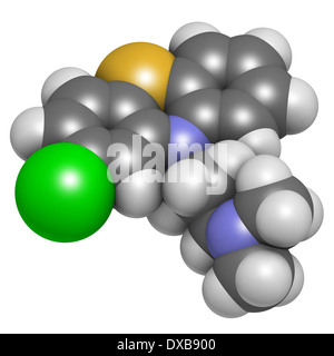 Chlorpromazine (CPZ) antipsychotic drug molecule. Used to treat schizophrenia. Stock Photo