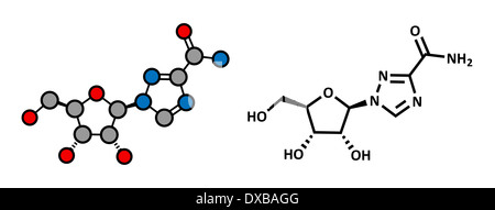 Ribavirin antiviral drug molecule. Used in treatment of hepatitis C virus infections and of viral hemorrhagic fevers. Stock Photo