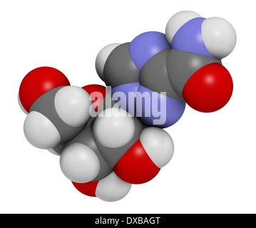 Ribavirin antiviral drug molecule. Used in treatment of hepatitis C virus infections and of viral hemorrhagic fevers. Stock Photo