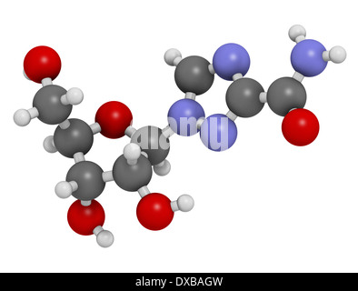 Ribavirin antiviral drug molecule. Used in treatment of hepatitis C virus infections and of viral hemorrhagic fevers. Stock Photo