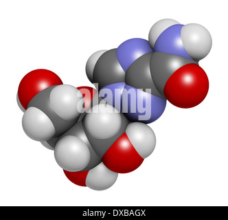 Ribavirin antiviral drug molecule. Used in treatment of hepatitis C virus infections and of viral hemorrhagic fevers. Stock Photo