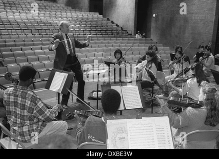 irca 1988 - Orchestra practice in the auditorium of Fiorello H. LaGuardia High School for Music and Art and the Performing Arts Stock Photo
