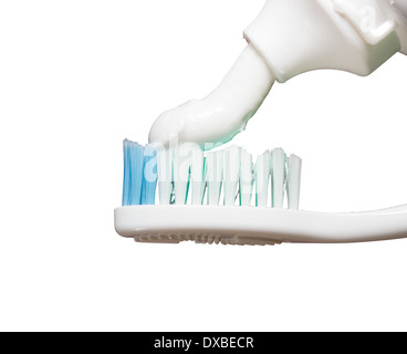 Toothbrush with paste on the isolated background Stock Photo