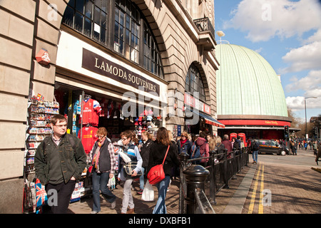 Tourists at Baker Street with Madame Tussaud's Wax Museum at the distance, London, UK. Stock Photo