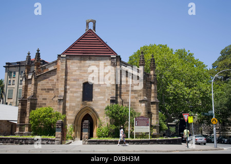 The Garrison Church Sydney was the colony's first military church. Located on the eastern side of the Rocks in Millers Point, Stock Photo