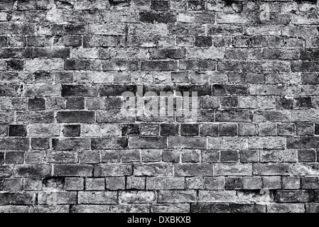 Old garden brick wall. Monochrome Stock Photo
