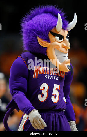 Knoxville, TN, USA. 22nd Mar, 2014. Northwestern State Lady Demons mascot in the first half of an NCAA college basketball game against the Tennessee Lady Volunteers Saturday, March 22, 2014, in Knoxville, Tenn. (Cal Sport Media/Wade Payne) © csm/Alamy Live News Stock Photo