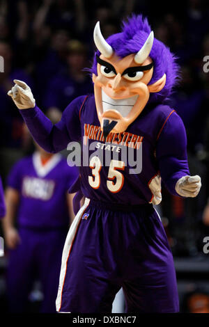 Knoxville, TN, USA. 22nd Mar, 2014. Northwestern State Lady Demons mascot in the first half of an NCAA college basketball game against the Tennessee Lady Volunteers Saturday, March 22, 2014, in Knoxville, Tenn. (Cal Sport Media/Wade Payne) © csm/Alamy Live News Stock Photo