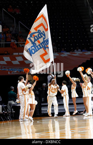 Knoxville, TN, USA. 22nd Mar, 2014. Tennessee Lady Volunteers cheerleader's welcome their team to the court before an NCAA college basketball game against the Northwestern State Lady Demons Saturday, March 22, 2014, in Knoxville, Tenn. (Cal Sport Media/Wade Payne) © csm/Alamy Live News Stock Photo