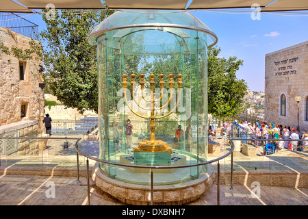 Golden Menorah in Jerusalem, Israel. Stock Photo