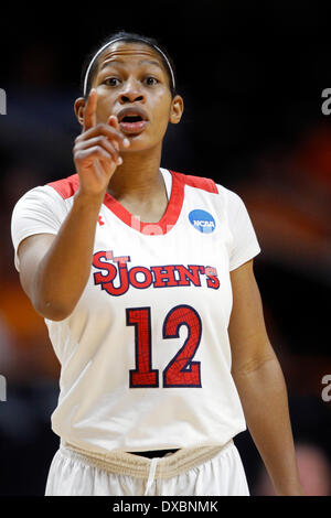 Knoxville, TN, USA. 22nd Mar, 2014. St. John's Red Storm guard Briana Brown (12) in the first half of an NCAA college basketball game against the USC Trojans Saturday, March 22, 2014, in Knoxville, Tenn. (Cal Sport Media/Wade Payne) © csm/Alamy Live News Stock Photo