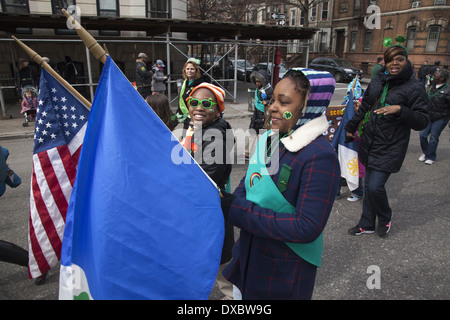 Irish Parade, Park Slope, Brooklyn, New York. Everyone is Irish on St Patrick's Day Stock Photo