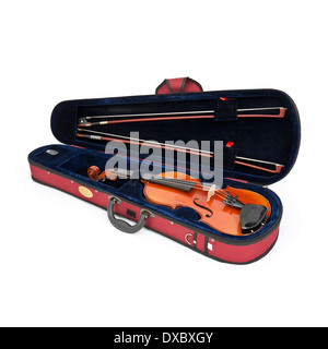 Stentor 3/4 size violin in protective case, complete with two bows Stock Photo
