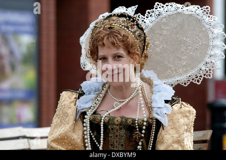 Woman dressed in Elizabethan costume, Stratford-upon-Avon, UK Stock Photo