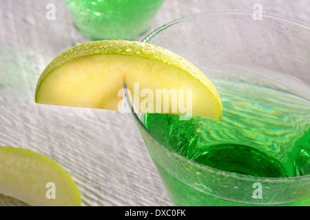 Closeup of green apple martinis in closeup Stock Photo