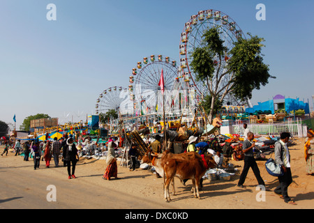 A street of Pushkar during the 'Camel Fair'. Rajasthan, India. Stock Photo