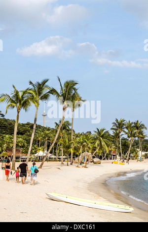 Picturesque Siloso Beach on Sentosa Island, Singapore Stock Photo