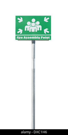 Fire assembly point sign isolated on a white background Stock Photo