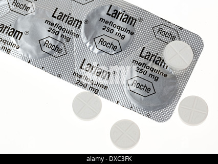 Lariam antimalarial tablets with mefloquine active ingredient Stock Photo