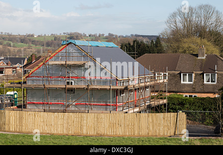 New build house under construction in village, Llanfoist, Abergavenny, Wales, UK Stock Photo