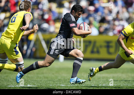 Tokyo, Japan. 23rd Mar, 2014. Sherwin Stowers (New Zealand) Rugby : 2013-14 IRB Sevens World Series, Tokyo Sevens 2014, Cup quarterfinal match between New Zealand - Australia at Prince Chichibu Memorial Stadium in Tokyo, Japan . © AFLO SPORT/Alamy Live News Stock Photo