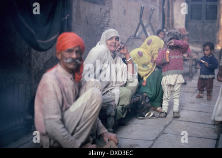 Indian street family with children, 1968 Stock Photo