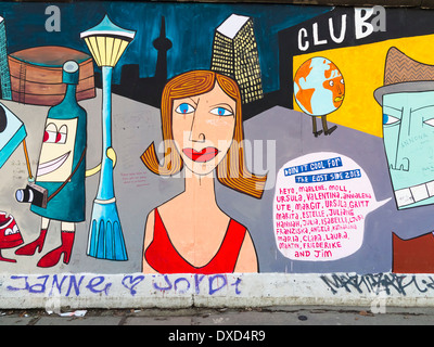 The Berlin East Side Gallery, murals on the Berlin Wall, Berlin city, Germany, Europe Stock Photo