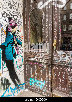 Street art graffiti in trendy Kreuzberg district, Berlin, Germany, Europe Stock Photo
