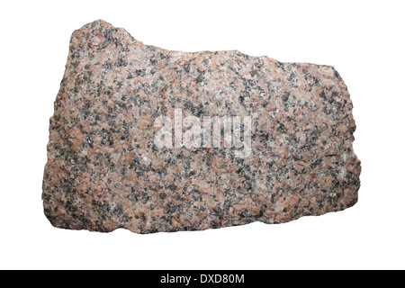 Shap Granite Specimen - Cumbria, UK  a distinctive coarse-grained granite with large pink orthoclase feldspar also quartz, biotite and plagioclase fel Stock Photo